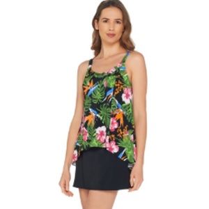 Demin &Co Beach Hi-Low Tankini Swimsuit With Skirt